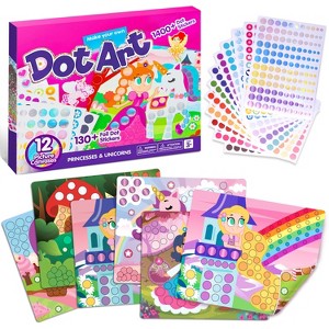 Joyfy Dot Art Kit for Kids Age 3+, Princess/Animals/Dinosaur Themed No Mess Sticker Craft, Ideal Arts & Crafts Supplies, Birthday Gifts for Boys Girls - 1 of 4