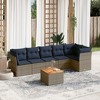 vidaXL Patio Sofa Set with Cushions 7 Piece, Outdoor Conversation Set, Patio Furniture Set for Balcony Garden, Modern Style, Gray Poly Rattan - 2 of 4
