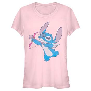 Juniors Womens Lilo & Stitch Love Shot T-Shirt