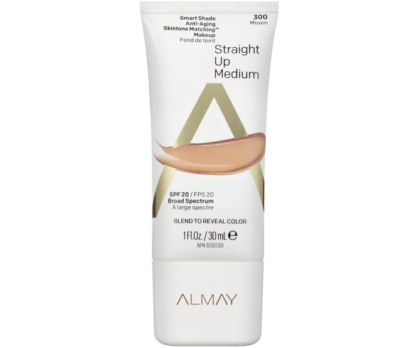 Almay Smart Shade Anti-Aging Skintone Matching Makeup Foundation 300 Straight up Medium - 1 fl oz