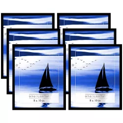 Americanflat Picture Frame in Black Plastic / Polished Glass Horizontal and Vertical Formats for Wall and Tabletop - 8" x 10" - Pack of 6