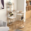 Costway 3 PCS Bar Table Set 2 Stools Storage Shelves Glass Holder Wine Rack Space Saving - 3 of 4
