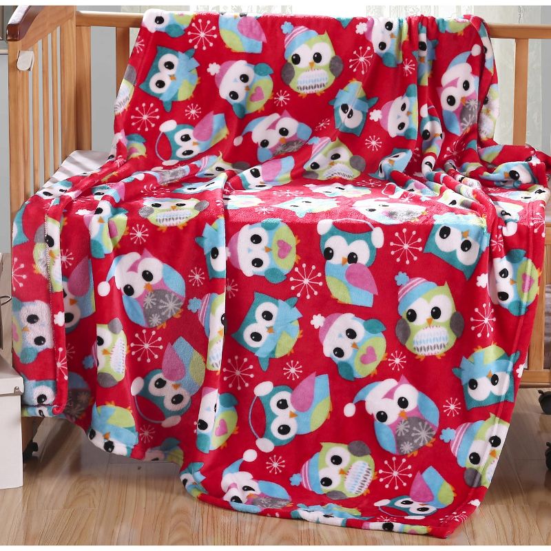 Extra Plush and Comfy Microplush Throw Blanket (50" x 60") Red Owls, 2 of 5