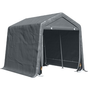 Aghana Digitals Dark Grey Metal Frame Garden Storage Tent with PE Cover, Double Zipper Doors & - 1 of 4