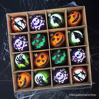 Spooky Horror Shatterproof Halloween Ornament Set, 16 Pieces