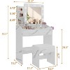 Acekool Vanity Desk with Mirror & Lights, Power Outlet, 3 Lighting Modes, 2 Drawers, Makeup Table for Bedroom - 2 of 4