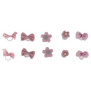 Unique Bargains Women's Cute Bow Flowers Hair Ropes Pink 10 Pcs - 1 of 3