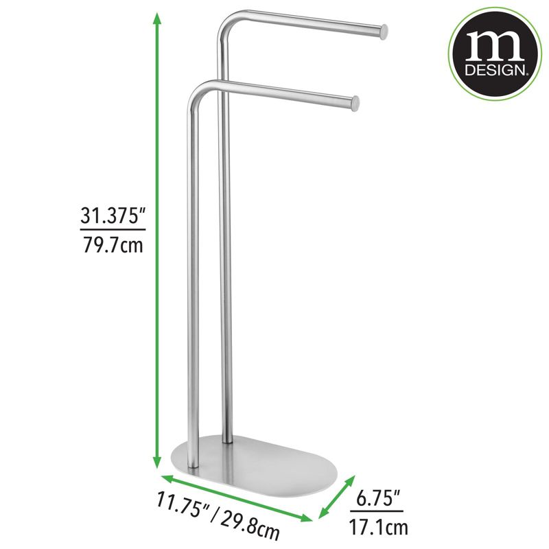 mDesign Tall Stainless Freestanding 2-Tier Towel Rack Holder Pedestal, 5 of 7
