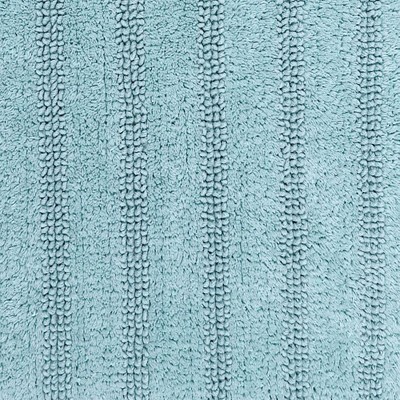 Linear Light Blue Cotton Reversible Bath Rug 20 x 30