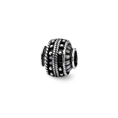 Black Bow Jewelry Sterling Silver Antiqued Artisan Textured Rope Design Bead Charm
