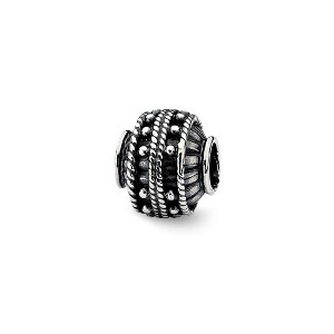 Black Bow Jewelry Sterling Silver Antiqued Artisan Textured Rope Design Bead Charm - 1 of 2