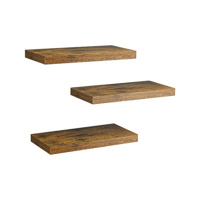 Vtec Trading 3-Pack Rustic Brown Wood Floating Shelves