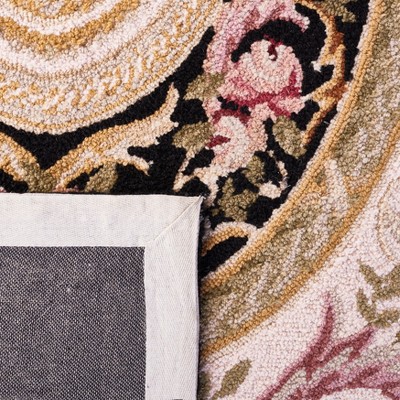 Ivory and Black Hand-Knotted Wool Area Rug