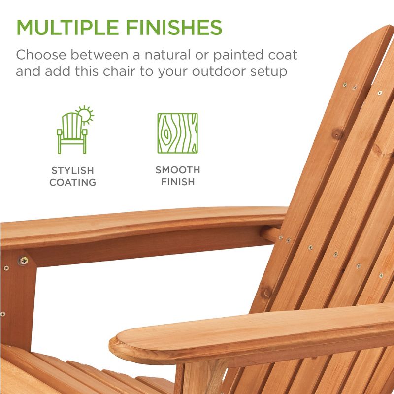 Best Choice Products Folding Adirondack Chair Outdoor, Wooden Accent Lounge Furniture w/ 350lb Capacity, 6 of 11