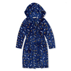 Lands' End Kids Hooded Fleece Solid Robe - 1 of 2