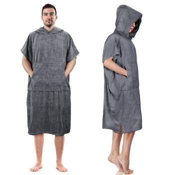 Tirrinia Surf Beach Changing Towel With Hood, Super Absorbent Microfiber Swim Robe Cape for Men Women Bath Shower Pool