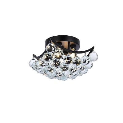 Corona Black and Clear Crystal Flush Mount Light