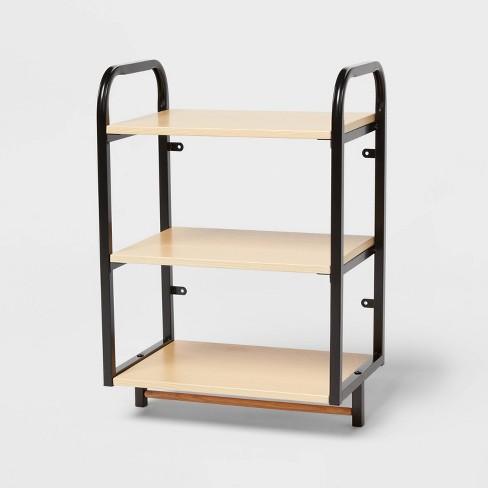 5 Tier Shoe Rack Black Metal With Natural Wood - Brightroom™ : Target