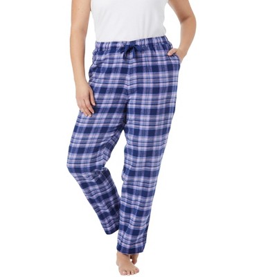 Dreams & Co. Women's Plus Size Cotton Flannel Pants, 22/24 - Evening Blue  Plaid : Target