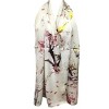Wrapables Luxurious 100% Charmeuse Silk Long Scarf with Hand Rolled Edges, Cherry Blossoms - 2 of 4