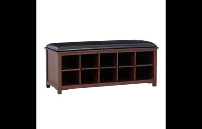 Cape Anne Dark Walnut 48'' Faux Leather Storage Bench