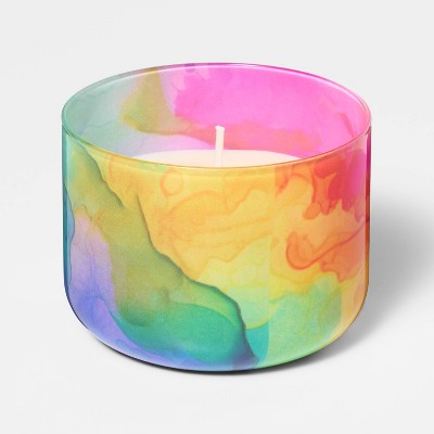 Pride 4"x4.75" Glass Vanilla Rainbow Jar Candle White 16oz