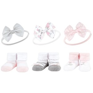 Hudson Baby Infant Girls Headband and Socks Giftset, Basic Pink Floral, One Size - 1 of 4
