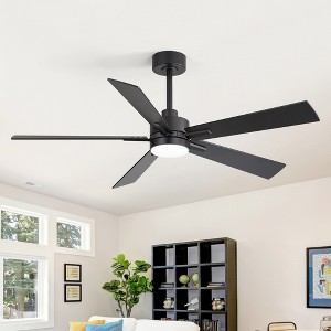 Airsurfer 52" Ceiling Fan with 3 Colors LED Light,Black Ceiling Fan with 5 Plywood Blades,6 Speeds Motor & Memory Function,Remote Control Included - 1 of 4