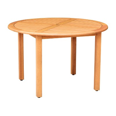 Ashley Patio Round Dining Table with Teak Finish - Brown - Amazonia