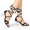 Allegra K Women's Velvet Lace Up Clear Heels Block Heel Sandals - 2 of 4