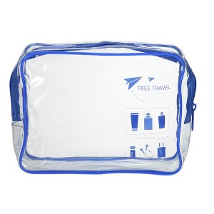 Unique Bargains Women's Transparent Waterproof Business Travel Cosmetic Bag Blue 1 Pc - 1 of 4