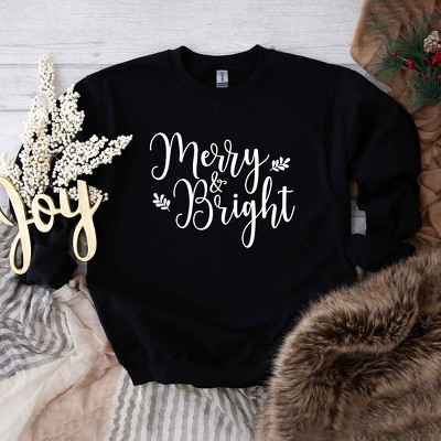 Simply Sage Market Women's Graphic Sweatshirt Merry and Bright Cursive