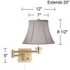 Barnes and Ivy Alta Warm Gold Plug-In Swing Arm Wall Lamp with Pewter Gray Bell Shade - 4 of 4
