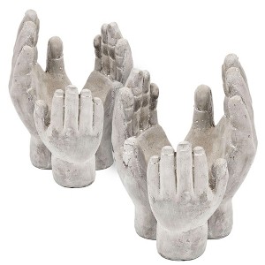 NAYSAYE Planter Set of 2 Accepting Hands Accent Cement Hand Decor for Indoor Outdoor Garden, Gray, 14"*12"*8" - 1 of 4