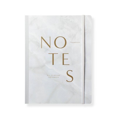 Lined Composition Journal with Elastic Closure Marble White - FRINGE