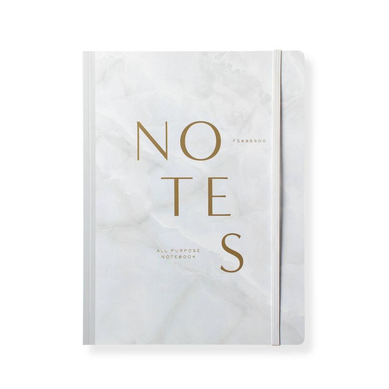 Lined Composition Journal with Elastic Closure Marble White - FRINGE, 1 of 6