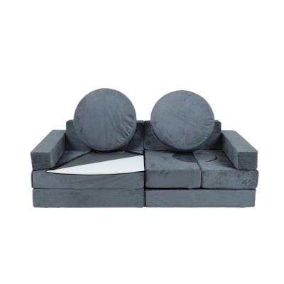 Infurnic Kids Sofas EVA Kids Sofa Versatile Design for Playroom or Bedroom, Toddler Sofa Chair and Footstool, Gray, 55"*27.5"*16.5"