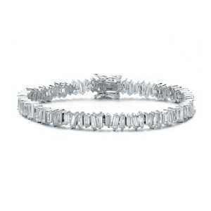 Guili Sterling Silver Rhodium Plated Clear Cubic Zirconia Tennis Bracelet, Sleek and Elegant Design with Sparkling Stones for Timeless Style - 1 of 3