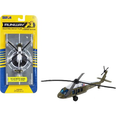 Sikorsky VH-60 White Hawk Helicopter Olive Drab w/White Top "Presidential Helicopter" w/Runway Section Diecast Model by Runway24