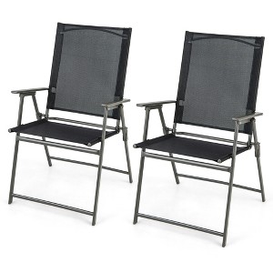 Tangkula 2PCS Patio Portable Metal Folding Chairs Dining Chair Set Poolside Garden - 1 of 4