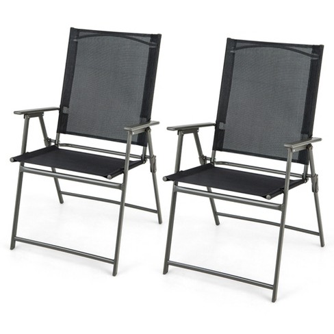 Tangkula 2pcs Patio Portable Metal Folding Chairs Dining Chair Set