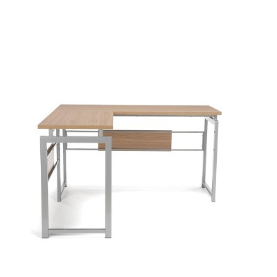 L Desk with Metal Legs Harvest Brown/Silver - OFM