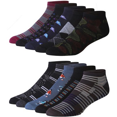 JAMES FIALLO Men's 10 Pairs Classy Extra Lightweight Shadow Spectrum Colorful Patterned Low Cut/No Show Socks