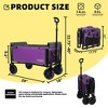NAYSAYE Folding Wagon Trolley with Bench Seat Dog Leash Heavy Duty Design for Camping Beach and Outdoor Use, Purple, 18.11"*29"*40" - 3 of 4