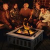 Outsunny 34" Outdoor Fire Pit Square Steel Wood Burning Firepit Bowl with Spark Screen, Waterproof Cover, Log Grate, Poker for BBQ, Bonfire - 2 of 4
