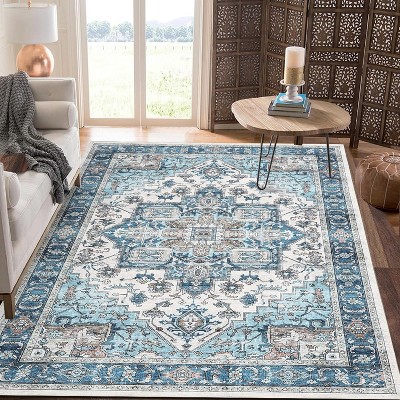 Area Rug for Living Room,9x12 Machine Washable Vintage Rug Carpet for Bedroom Dinning Room,Distressed Area Rug Indoor Non Slip