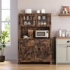 Homhougo Kitchen Pantry Cabinet with Microwave Stand, Freestanding Hutch Cabinet with Buffet Cupboard, Tall Kitchen Cabinets with Adjustable Shelves - 4 of 4