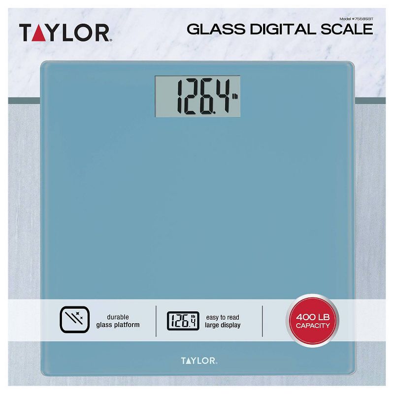 Digital Glass Bathroom Scale with Spa Blue - Taylor, 6 of 11