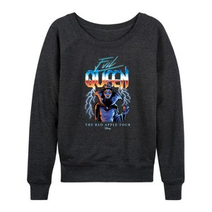 Women's - Disney Villains - Evil Queen Bad Apple Tour Lightweight French Terry Wide Neck Long Sleeve Shirt - 1 of 4