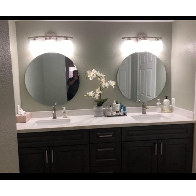 30" Round Frameless Polished Glass Bathroom Mirror